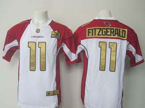 Nike Cardinals #11 Larry Fitzgerald White Super Bowl 50 Collection Men's Stitched NFL Elite Jersey
